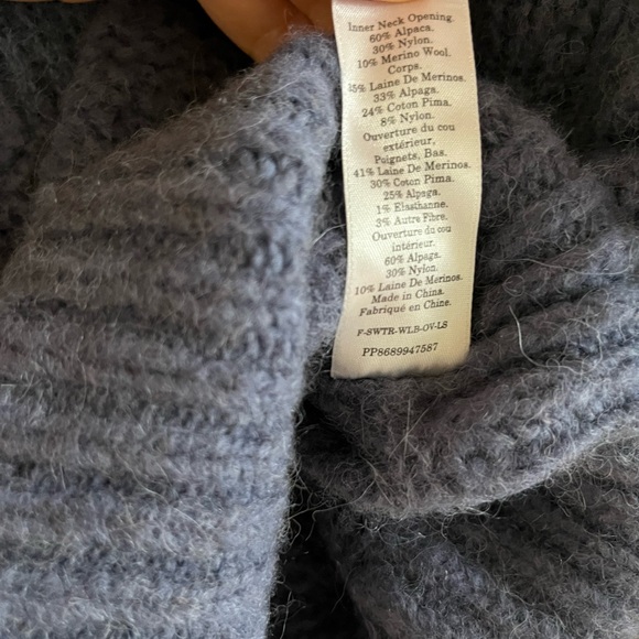 Everlane The Puff Sweater Blue Alpaca Merino Wool Pima Cotton Blend M - Picture 6 of 7